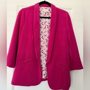 Skies Are Blue Fuchsia Open-Front Blazer with Floral Lining